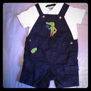 Gymboree alligator overalls and polo